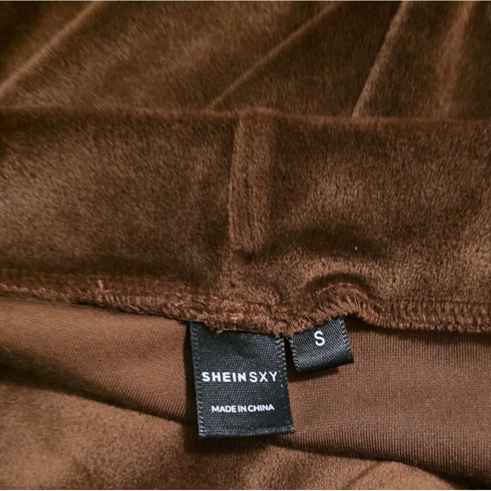 SHEIN SXY Brown Velvet Leggings Size Small NWOT - Picture 4 of 5